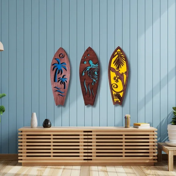 Beach Surf Board Wall Decor, Coastal Wall Hanging Art